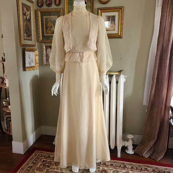 Authentic Original Vintage Style Dresses & Skirts - Authentic Vintage 70s Country Elegance 2pc Set